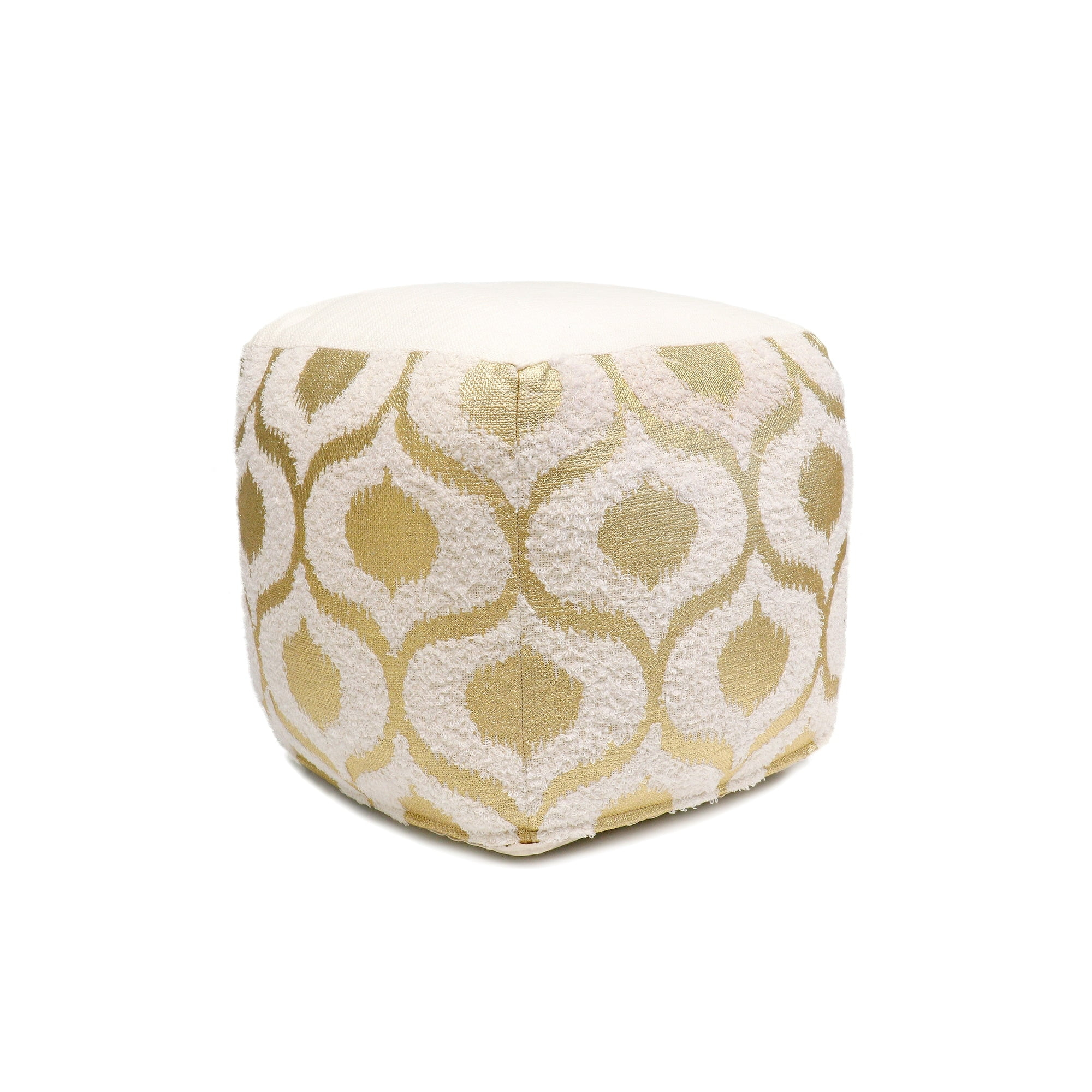 Pasargad Home  Grandcanyon Cotton Pouf Ivory 20"x20"x20" Paisley