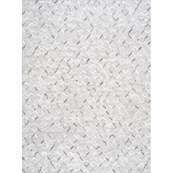 Pasargad Home Galaxy Hand-loomed Cowhide & Sari Silk Rug 9' 0" X 12' 0" Silver