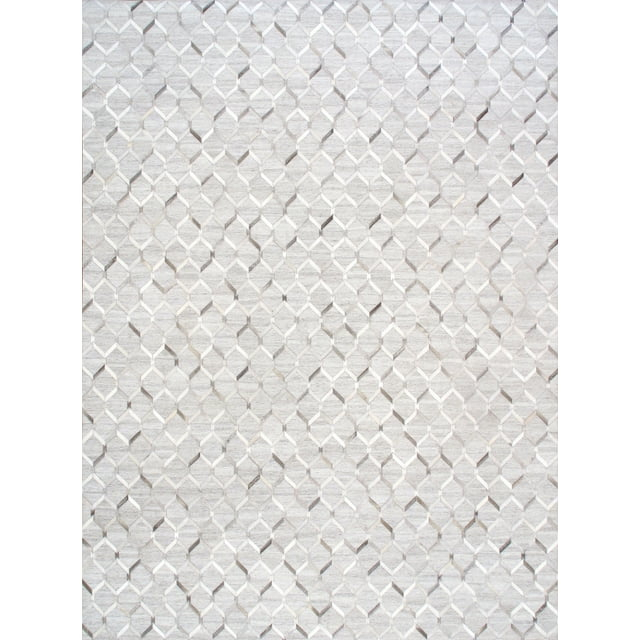 Pasargad Home Galaxy Hand-loomed Cowhide & Sari Silk Rug 9' 0" X 12' 0" Silver