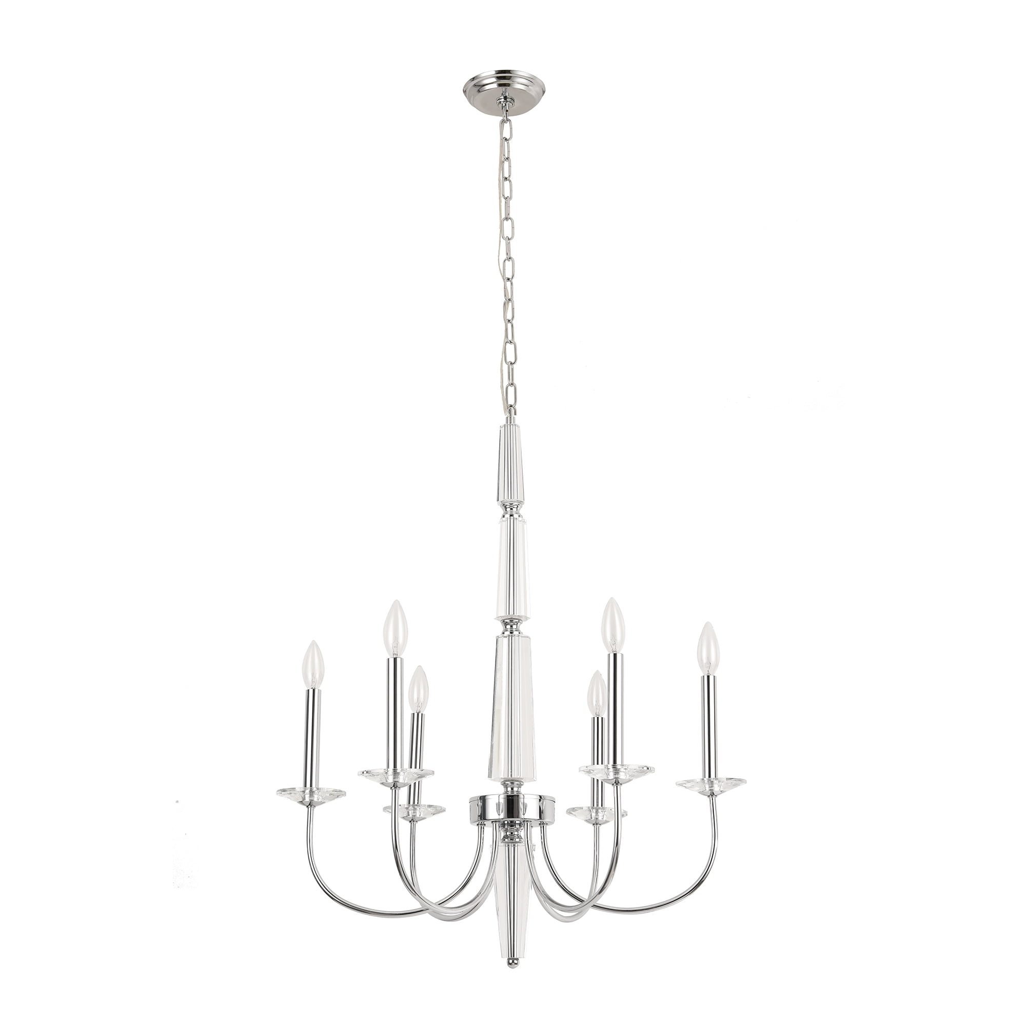 Pasargad Home PGS-12 Hestia Metal & Crystal Contemporary Chandelier Lights, Chrome & Clear