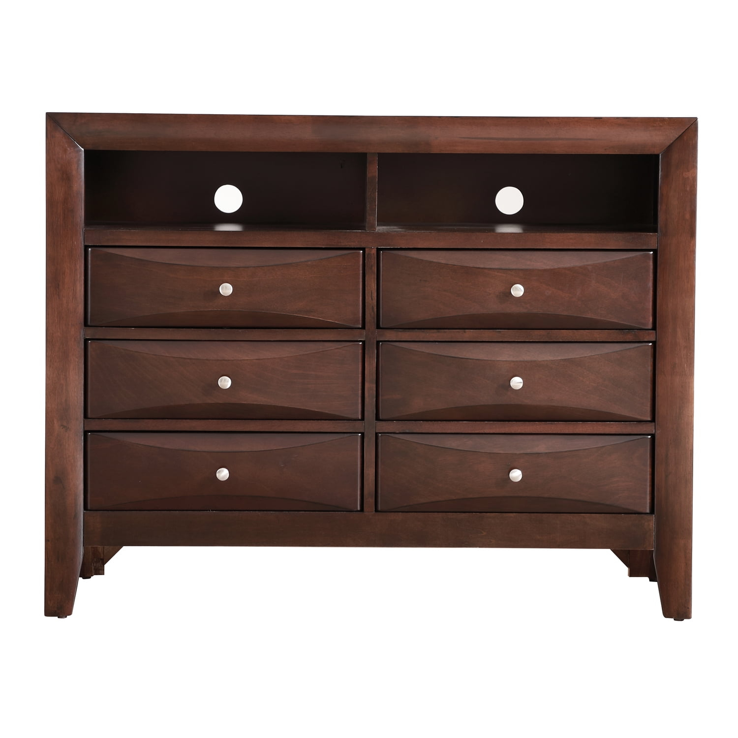 Passion Furniture PF-G1525-TV2 Marilla Cappuccino 6-Drawer Chest of Drawers - 47 x 17 x 37 in.