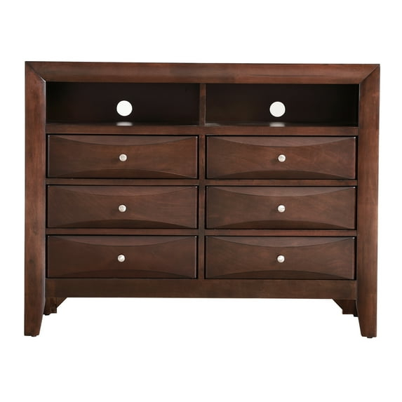 Passion Furniture PF-G1525-TV2 Marilla Cappuccino 6-Drawer Chest of Drawers - 47 x 17 x 37 in.
