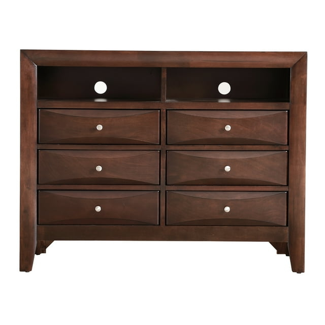 Passion Furniture PF-G1525-TV2 Marilla Cappuccino 6-Drawer Chest of Drawers - 47 x 17 x 37 in.