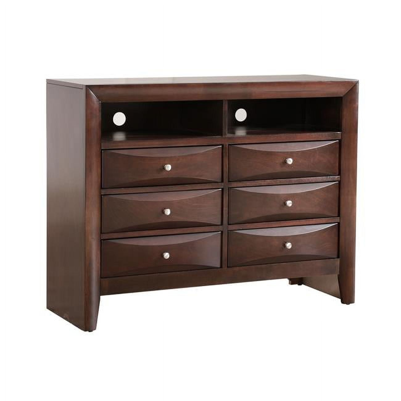 Passion Furniture PF-G1525-TV2 Marilla Cappuccino 6-Drawer Chest of Drawers - 47 x 17 x 37 in.