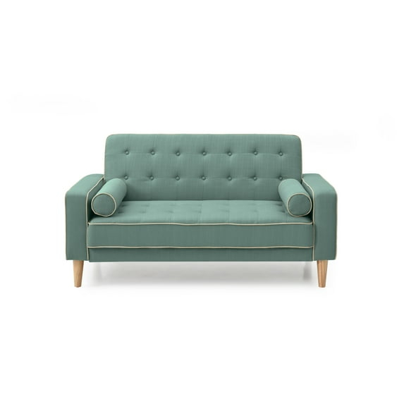 Passion Furniture PF-G833A-L Andrews 60 in. Flared Arm Polyester Straight Sofa in Teal
