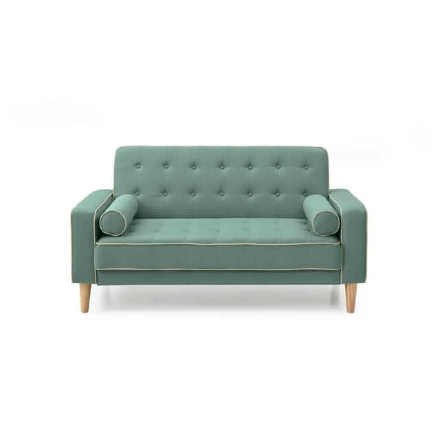 Passion Furniture PF-G833A-L Andrews 60 in. Flared Arm Polyester Straight Sofa in Teal