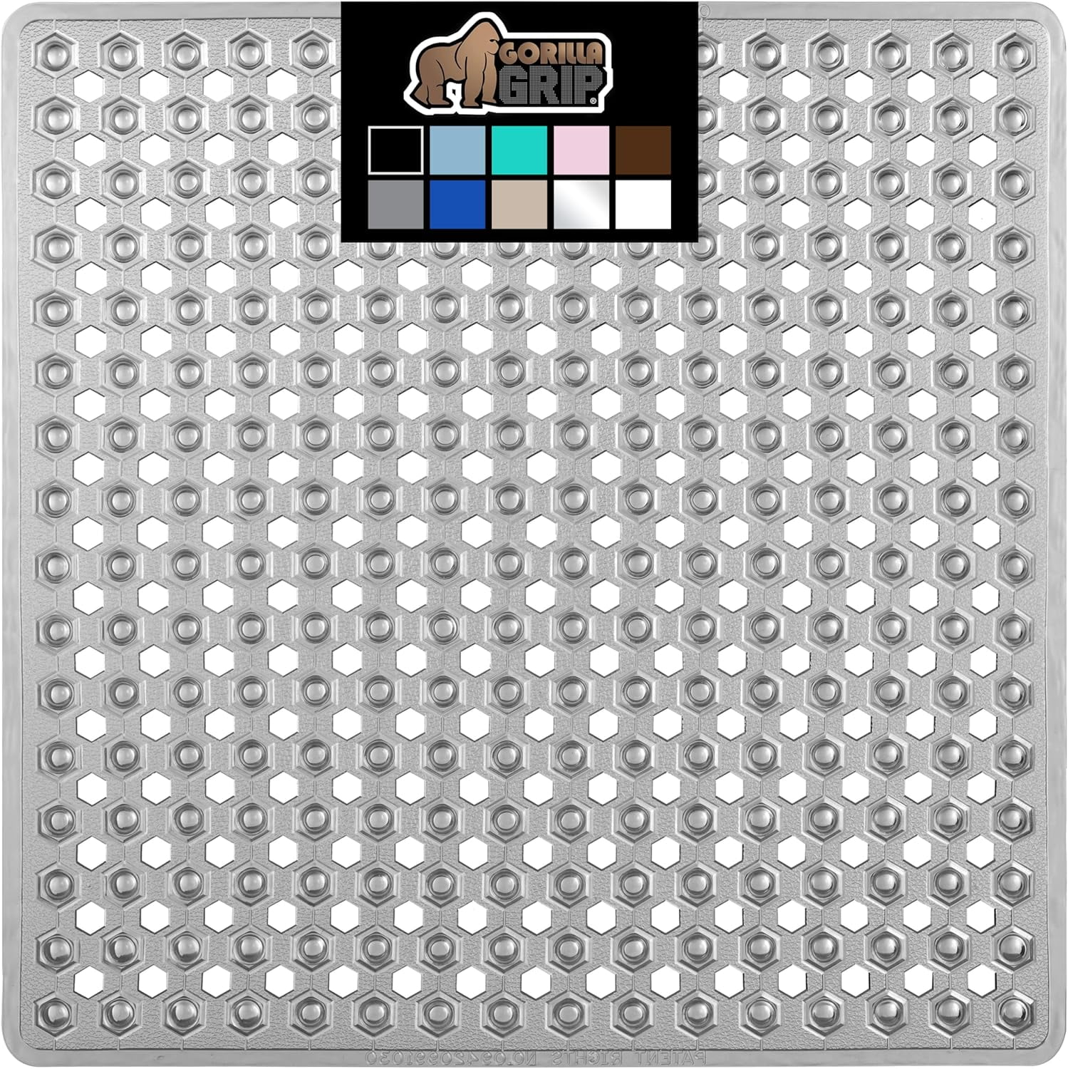 GORILLA GRIP Patented Shower and Bathtub Mat, 21x21, Square Bath Tub Stall Floor Mat, White