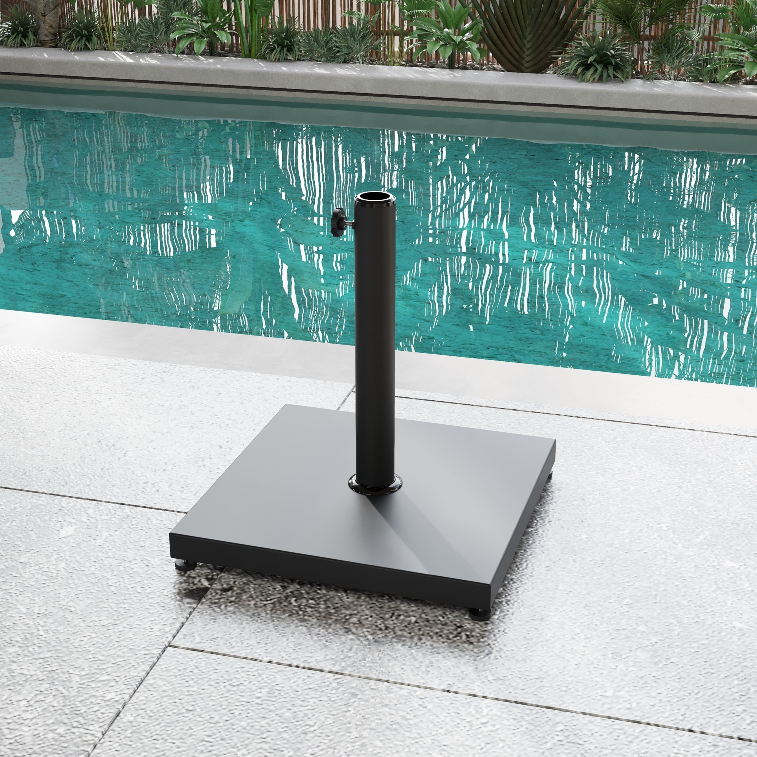 Patio Black Square Steel Free Standing Umbrella Base Stand
