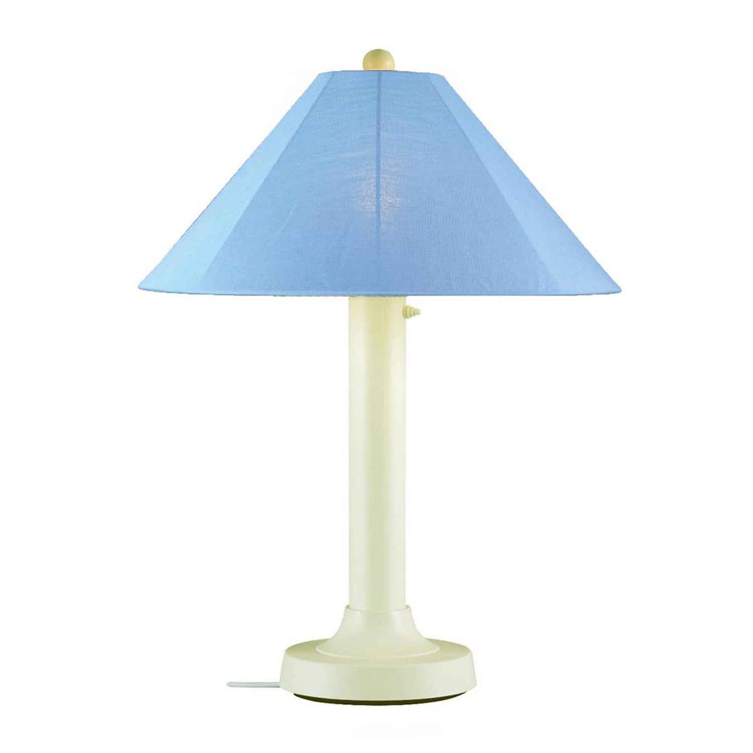 Patio Living Concepts Catalina Table Lamp 39644 with 3 bisque body and sky blue Sunbrella shade fabric