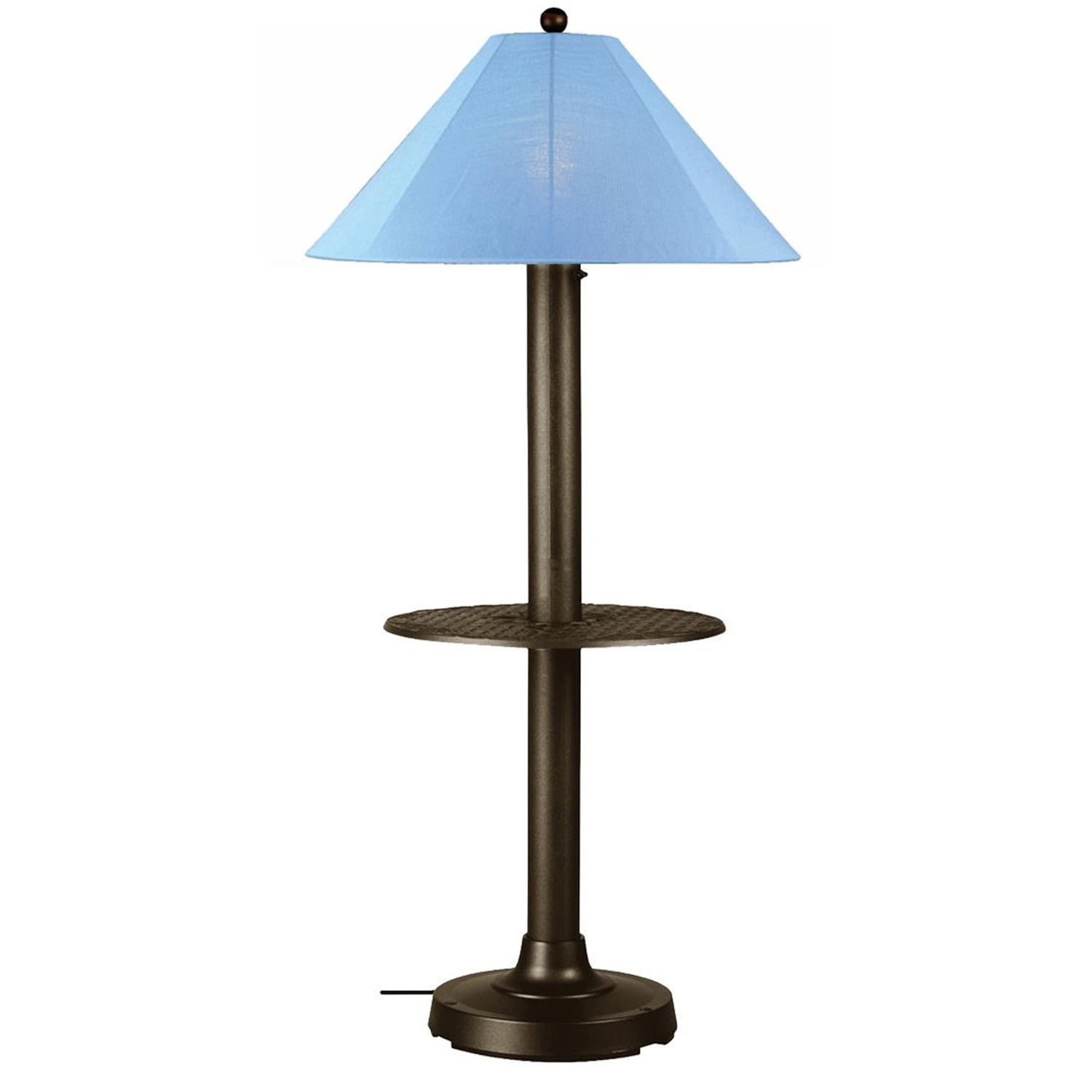 Patio Living Concepts Catalina Floor Table Lamp 39697 with 3 bronze body and sky blue Sunbrella shade fabric