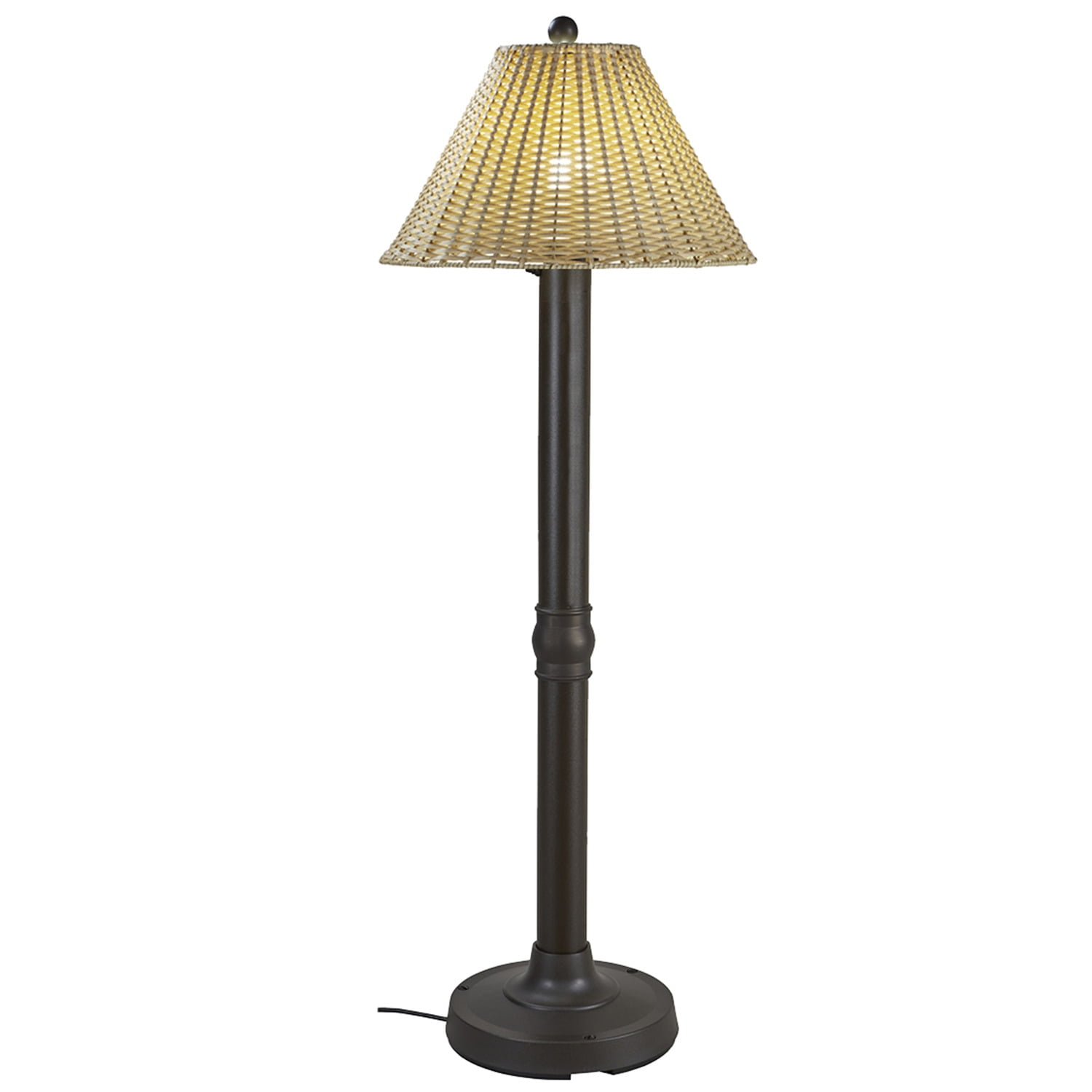 Patio Living Concepts Tahiti II 60 Floor Lamp 19207 with 3 bronze tube body and tight weave, flat wicker, stone shade