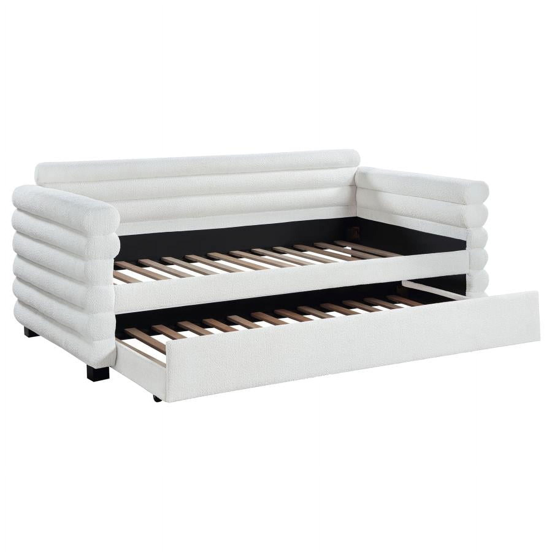 Coaster Patricia Boucle Fabric Upholstered Twin Day Bed with Trundle White