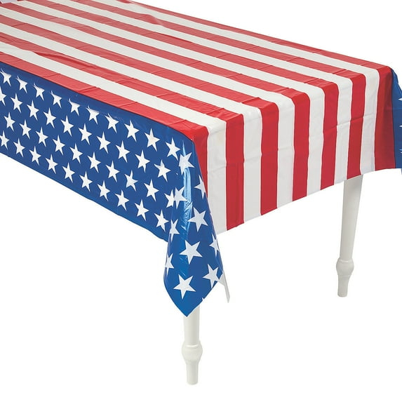 Patriotic Flag Print Table Cover - Party Supplies - 1 Piece