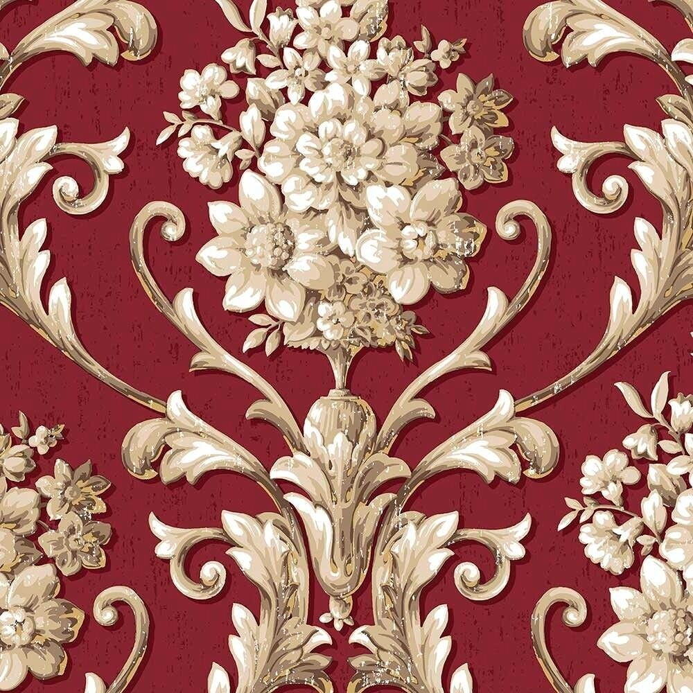Patton Wallcovering Floral Damask Wallpaper