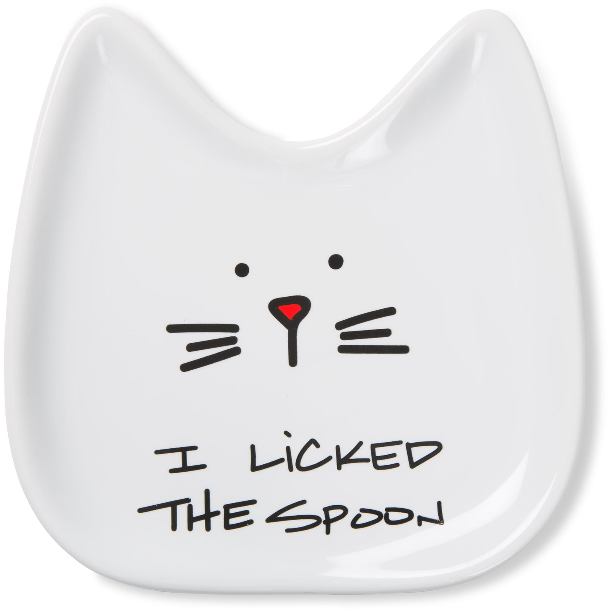 Pavilion Gift Company Blobby Cat, Cat Spoon Rest"I Licked the Spoon", 5", White
