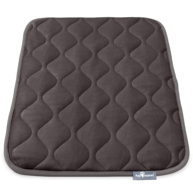 Paw Inspired Washable Padded 30" Crate Mats for Dogs | 29” x 18” Size, Fits 30-inch Kennels | Anti-Slip, Leakproof, Waterproof, Reusable Plush Pet Pads (Gray)