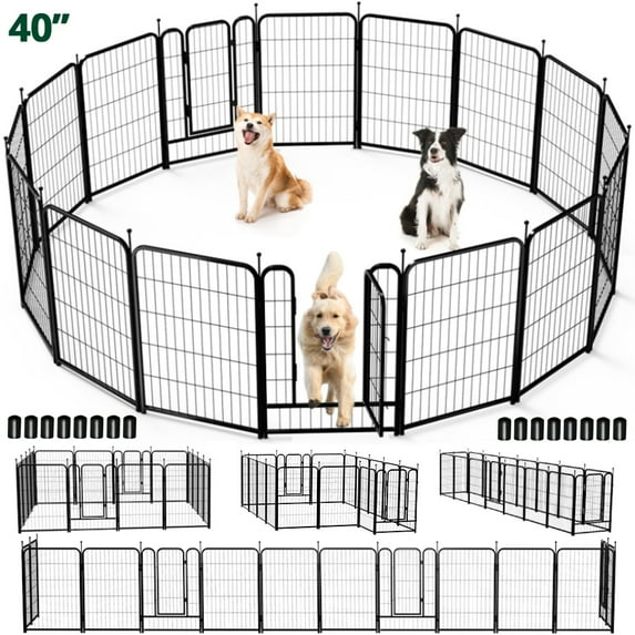 Monasem Dog Playpen Outdoor, 16 Panels 40" Height Dog Fence(Black)