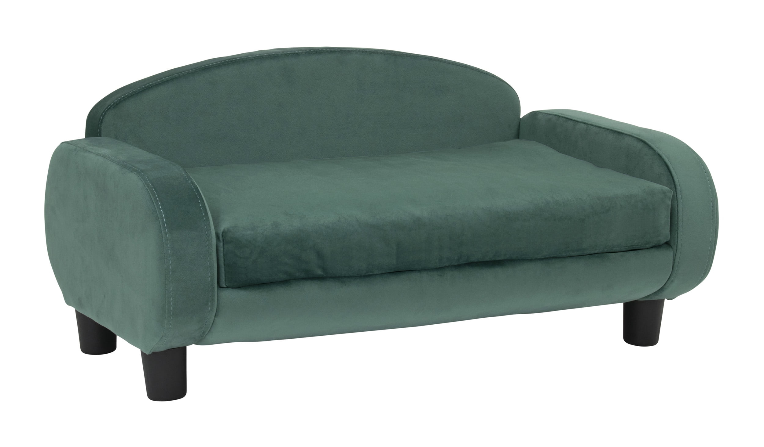 Paws & Purrs Modern Pet Sofa 31.5" Wide Low Back Lounging Bed with Removable Mattress Cover in Espresso / Teal - 61014