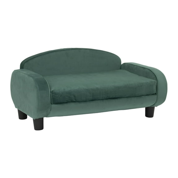 Paws & Purrs Modern Pet Sofa 31.5" Wide Low Back Lounging Bed with Removable Mattress Cover in Espresso / Teal - 61014