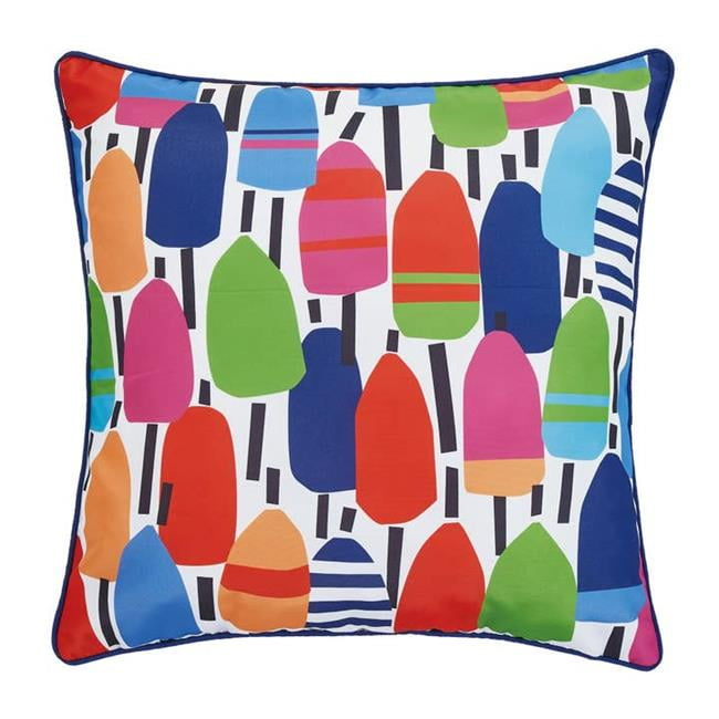 Peking Handicraft  20 x 20 in. Buoy Printed Poly Fill Hook Pillow, Multi Color - Pack of 2
