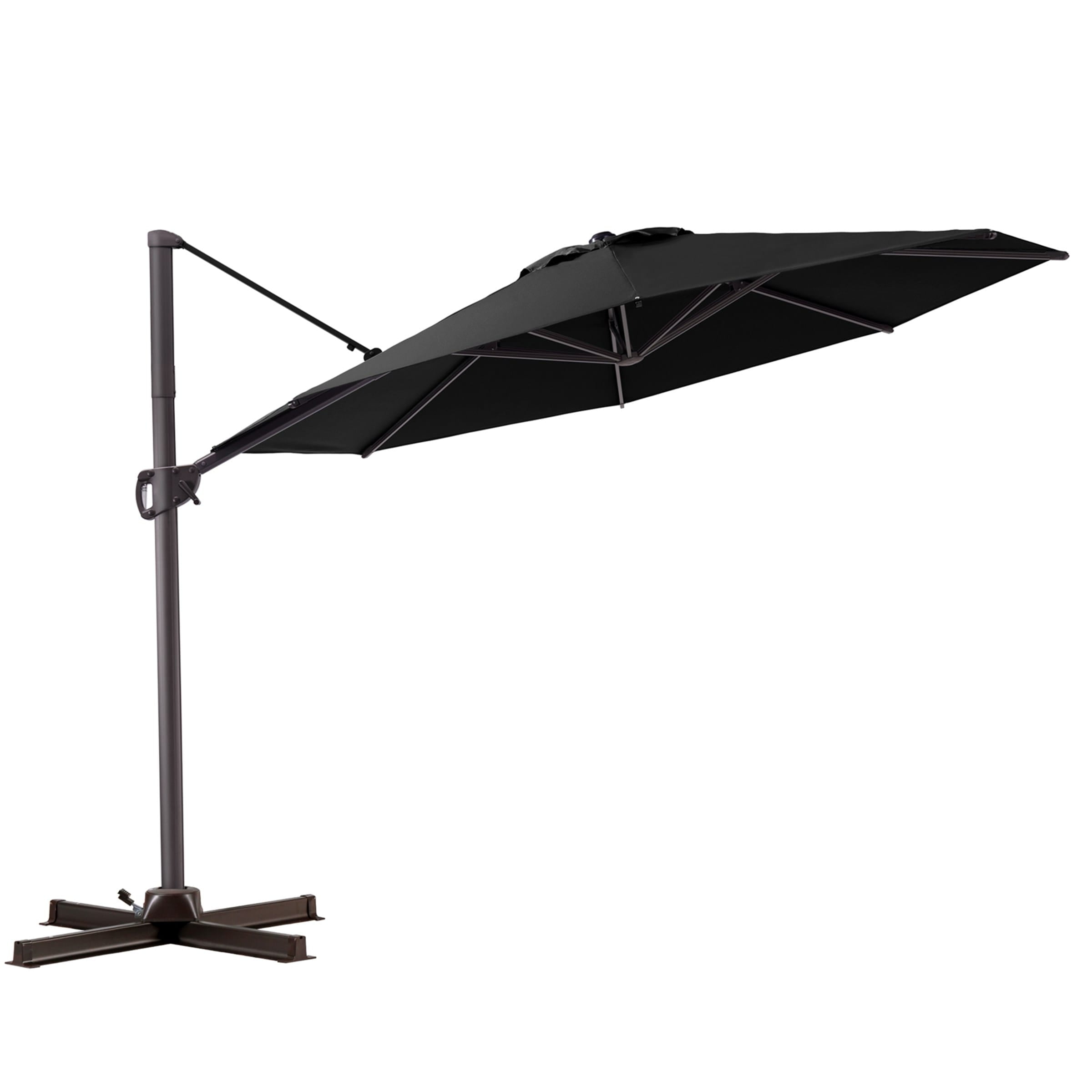 Pellebant  11' Outdoor Patio Cantilever Offset Umbrella Round, Base Not Included Black