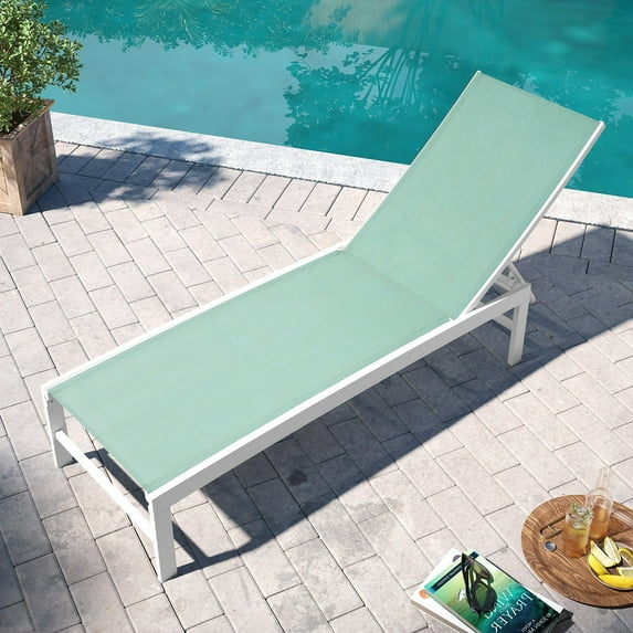 Pellebant  Outdoor Aluminum Patio Chaise Lounge Chair Adjustable - N/A Green