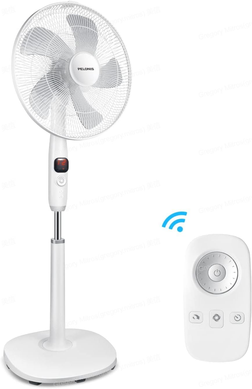 Pelonis 16" 12-Speed Oscillating Pedestal Fan, Ultra Quiet, Remote