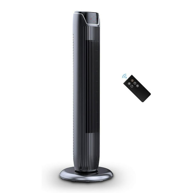 Open Box Pelonis Oscillating Modern Tower Fan with Low Noise Level,Glossy Black