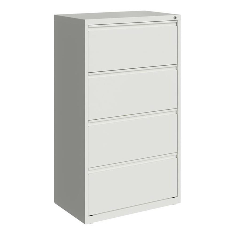Pemberly Row 30" 4-Drawer Modern Metal Lateral File Cabinet in White