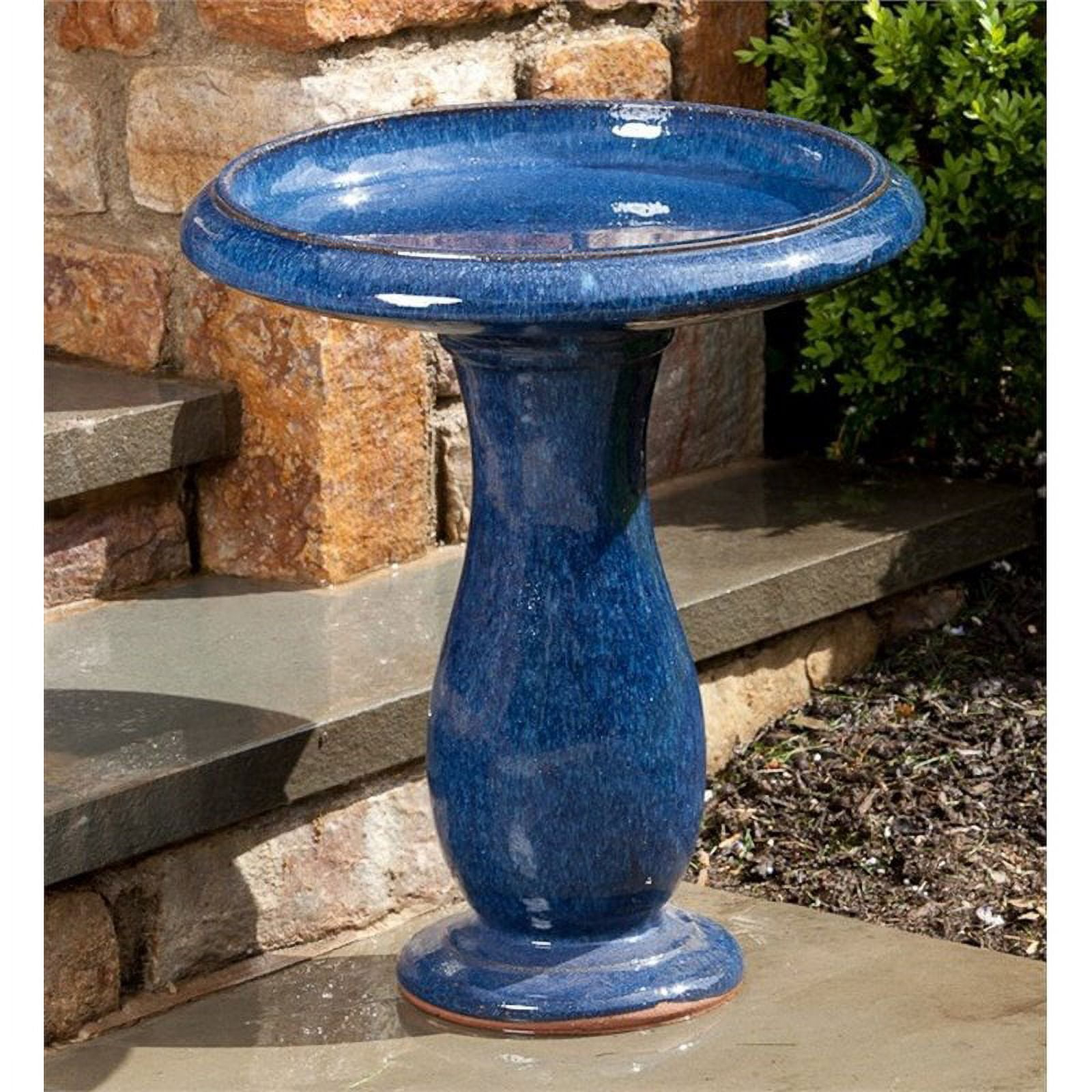 Alfresco Home 38-8611 22.75-Inches H Snow Blue Ceramic Birdbath bowl