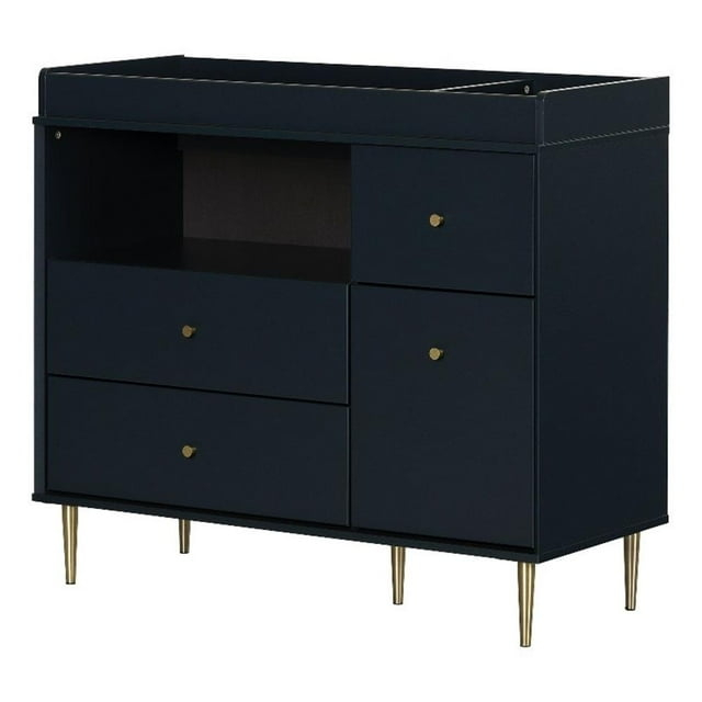 Maykoosh Rococo Radiance Changing Table With Drawers And Open Storage Navy Blue