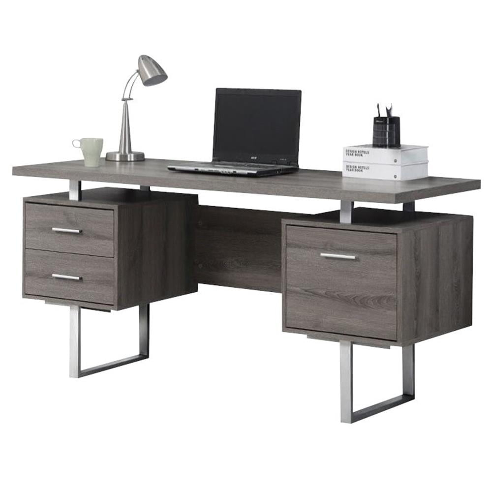 Computer Desk Home Office Laptop Storage Drawers 60"L Work Metal Brown