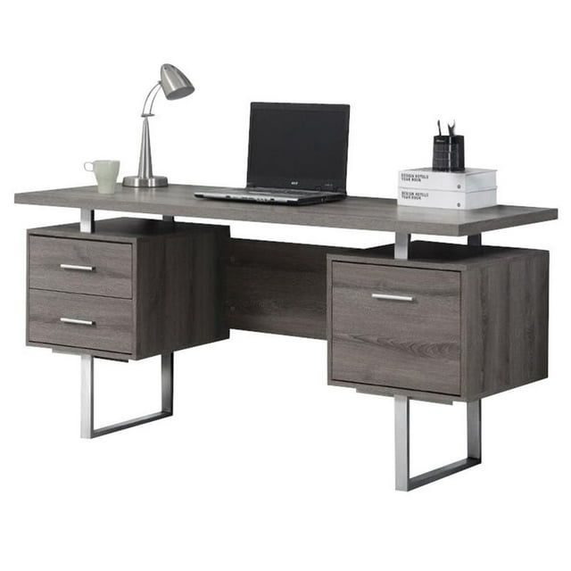Computer Desk Home Office Laptop Storage Drawers 60"L Work Metal Brown