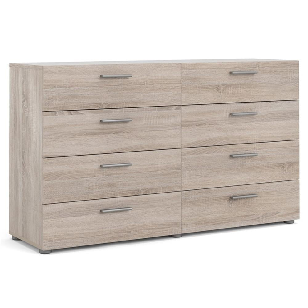 Pemberly Row Contemporary 8 Drawer Double Dresser in Truffle