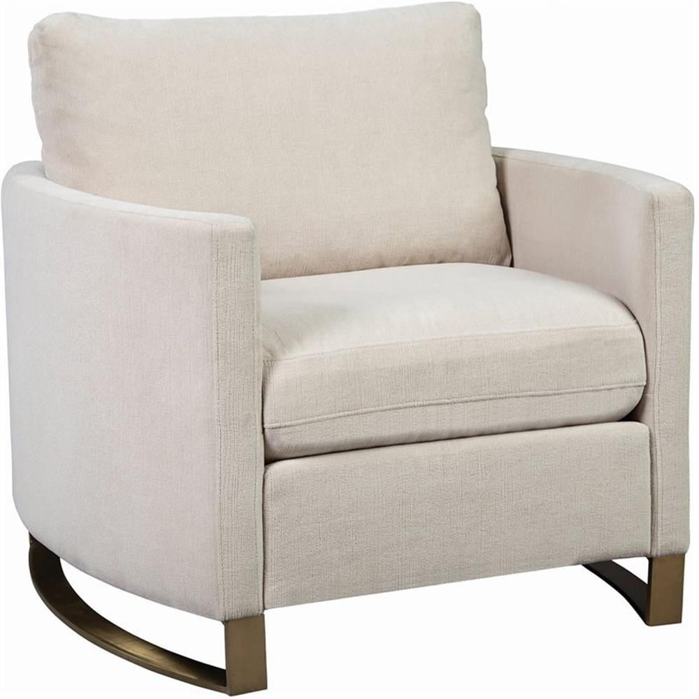 Coaster Contemporary Chenille Upholstered Arched Arms Chair in Beige