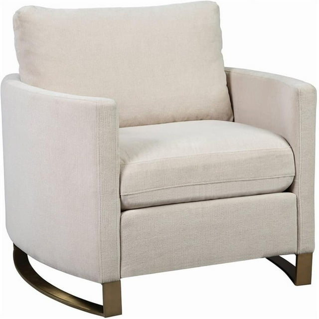 Coaster Contemporary Chenille Upholstered Arched Arms Chair in Beige