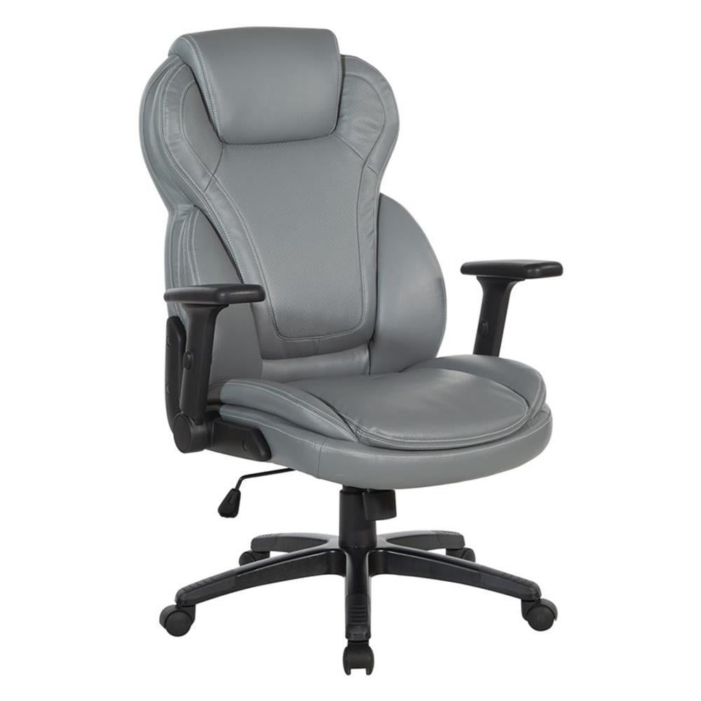 Executive High Back Gray Bonded Leather Office Chair