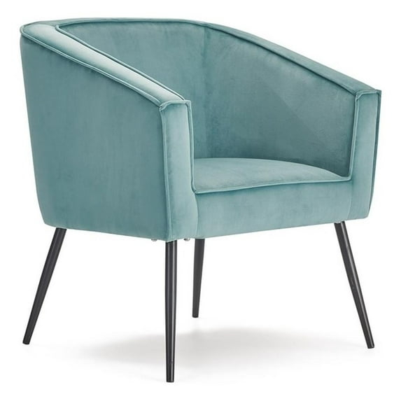 Pemberly Row Modern / Contemporary Rani Modern Velvet Accent Chair in Teal Blue