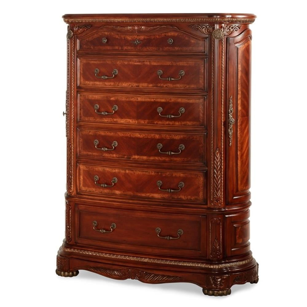 Pemberly Row Traditional Wood 6-Drawers Chest in Honey Walnut