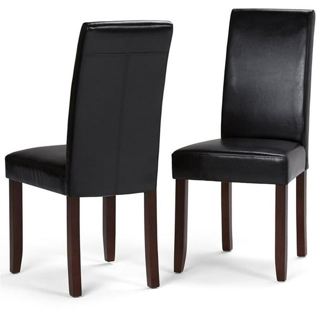 Simpli Home Acadian Parson Dining Chair (Set of 2) in Midnight Black