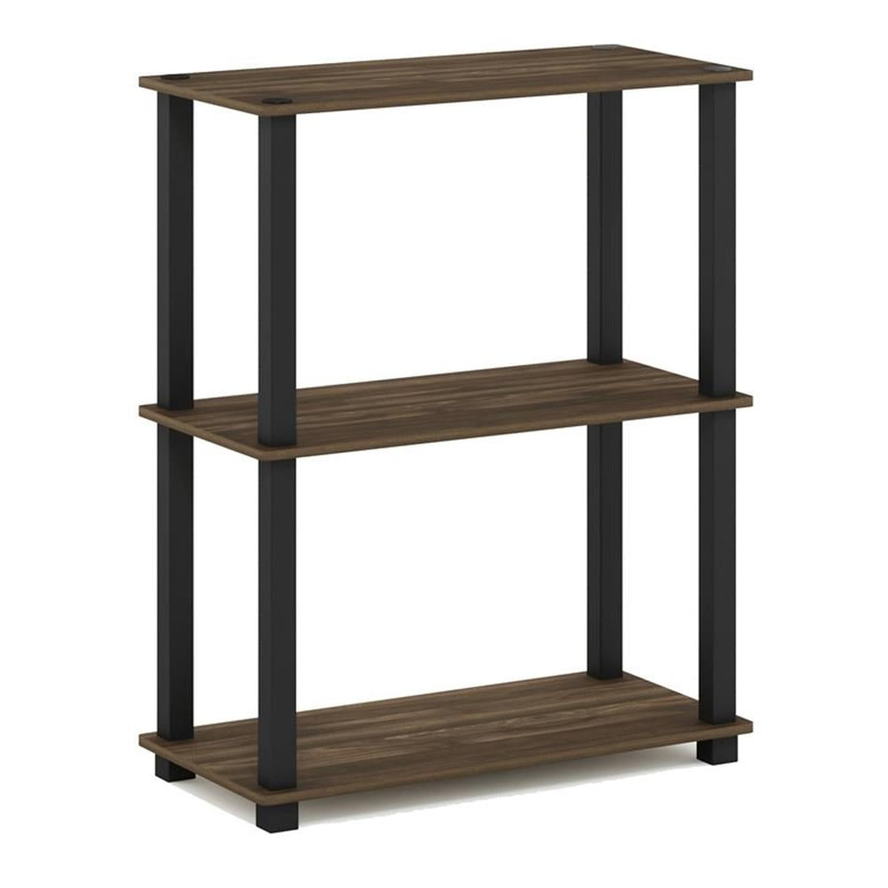 Pemberly Row Turn-S-Tube Wood 3-Tier Shelf Display Rack in Columbia Walnut