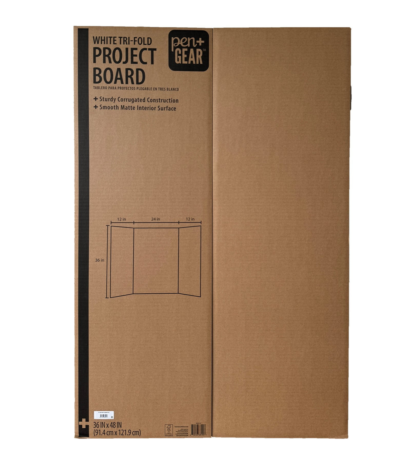 Pen+Gear White Tri-Fold Corrugated Project Board, 36" x 48"