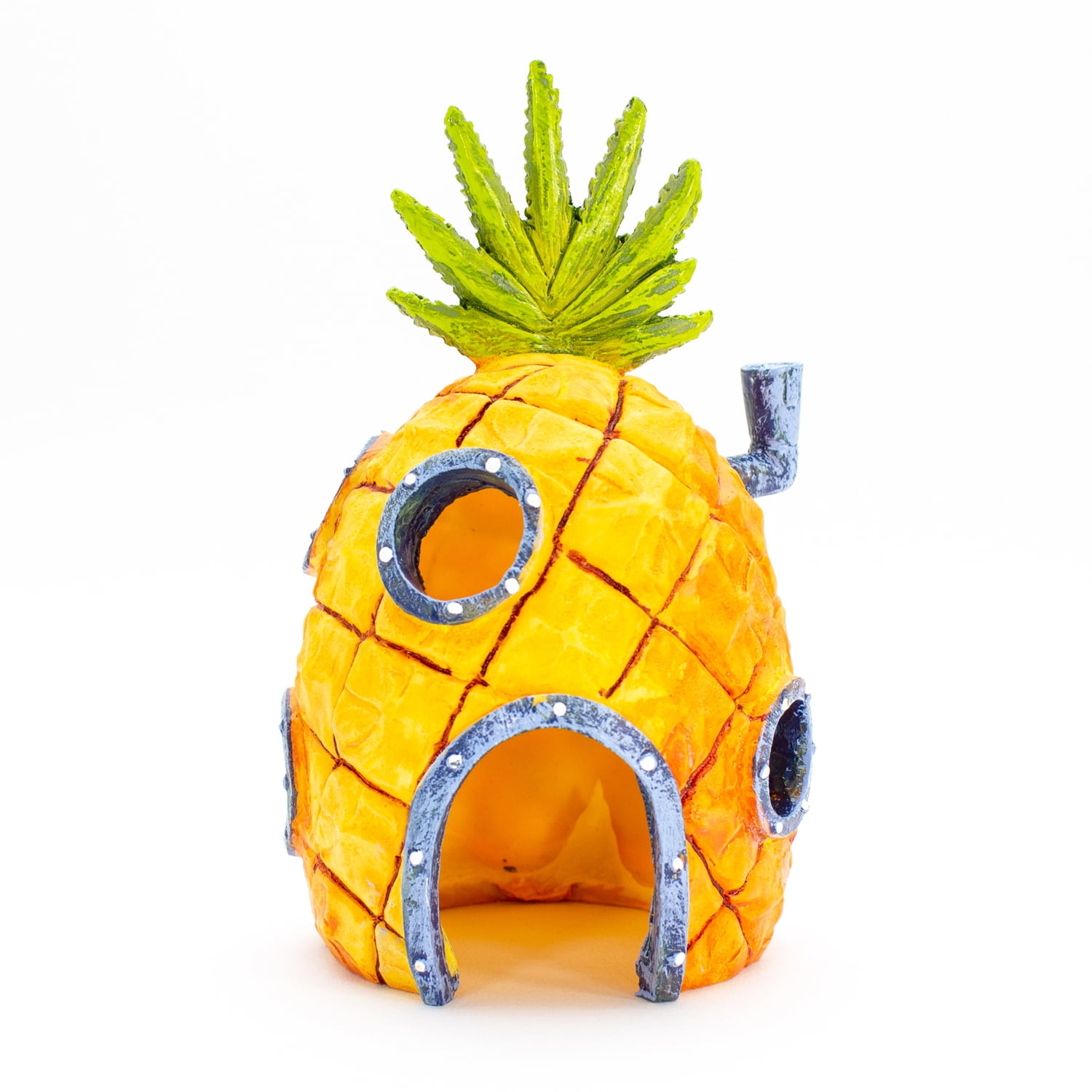 Penn-Plax SpongeBob Pineapple Home Aquarium Decor, Yellow & Orange Resin - 3" x 3.25" x 5.25"