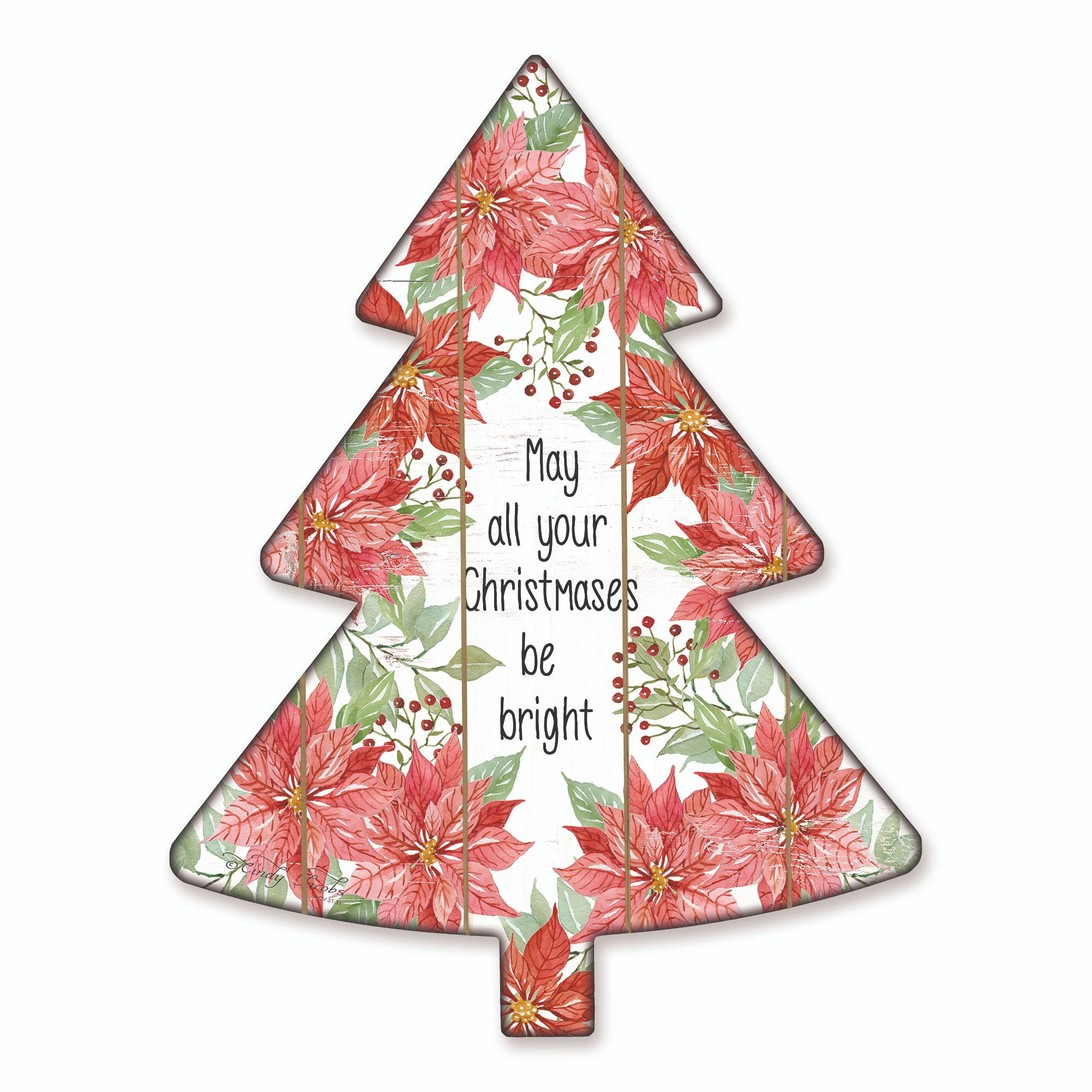 Penny Lane Publishing 18" Red and Green "May all your Christmases be Bright" Hanging Tree Wall Decor