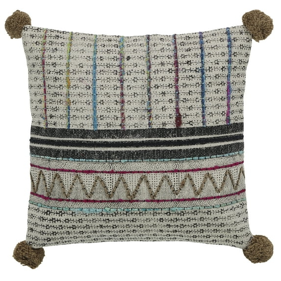 Peppermint Home Vera Vintage Embroidery Decorative Throw Pillow Cover, 20"x 20", Natural