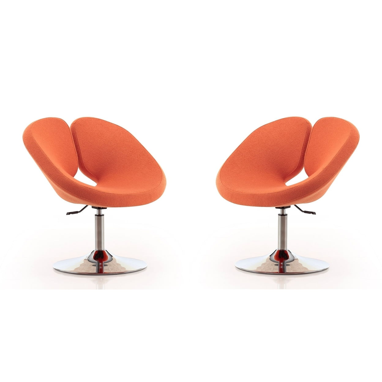 Perch Green and Polished Chrome Wool Blend Adjustable Chair (Set of 2)