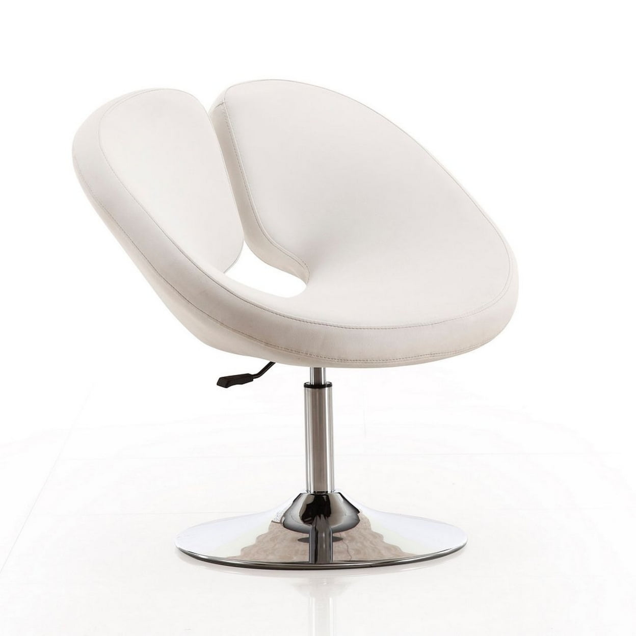 Perch White and Polished Chrome Faux Leather Adjustable Chair