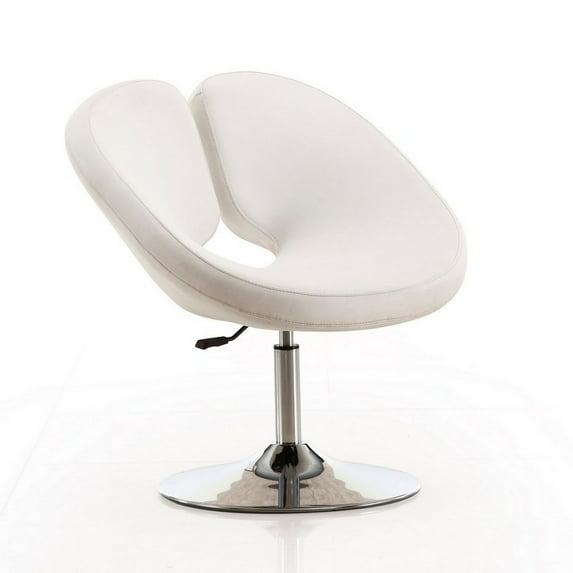 Perch White and Polished Chrome Faux Leather Adjustable Chair