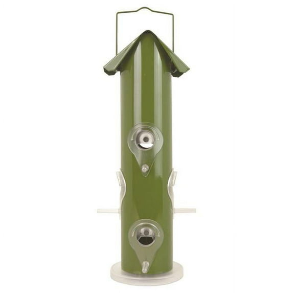 Perky-Pet Green Metal Wild Bird Tube Feeder - 1 lb Capacity