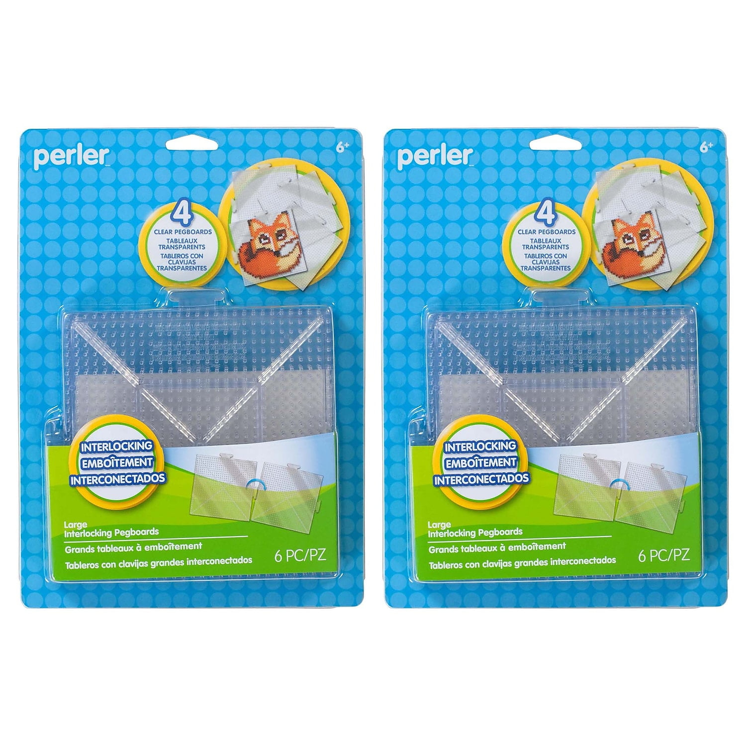 Perler Large Clear Pegboards, 4 Per Pack, 2 Packs